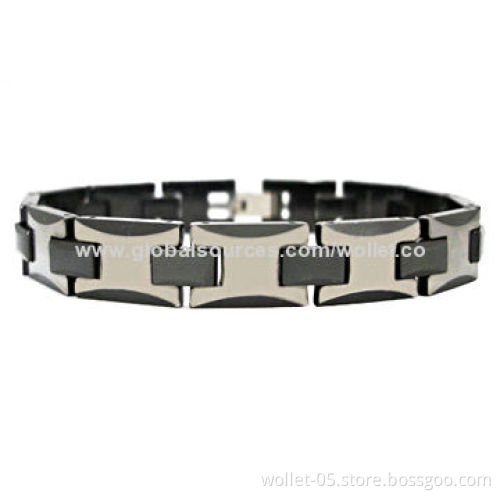Men's IP Black Plating Tungsten Energy Bracelet, OEM and ODM Orders Welcomed
